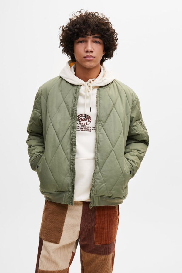 bomber1 Quilted Bomber Jacket With Ribbed Trims