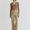 Ribbed Cropped T-Shirt With Buttons