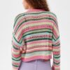 Multicolored Open-Knit Crewneck Sweater