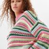 Multicolored Open-Knit Crewneck Sweater