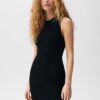 Sleeveless Ribbed Short Dress Black