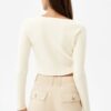 ribbed2 Ribbed V-Neck Cardigan With Rhinestone Detail