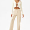 ribbed4 Ribbed V-Neck Cardigan With Rhinestone Detail
