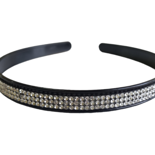 Vincha negra 3 linea strass