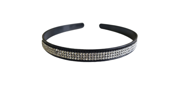 Vincha negra 3 linea strass