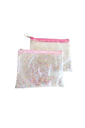 Porta cosméticos pvc cristal c/papelitos