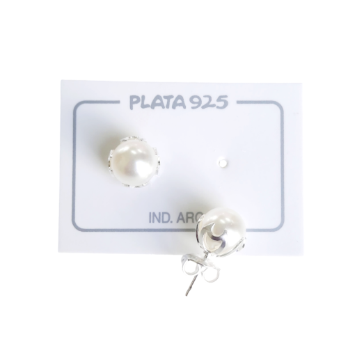 Aro Plata 925 Perla Engarzada 8mm
