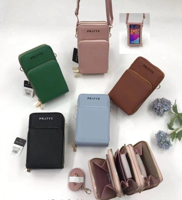 Cartera morral porta celular 3 cierres simil cuero