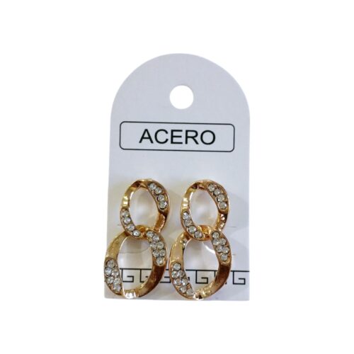 Aro AQD doble argolla golpeada c/strass