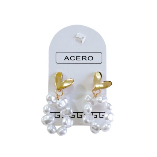 Aro AQD corazón c/perlas golpeadas