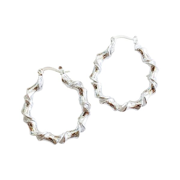 Aro Plata 925 Argolla facetada Torsada 24mm