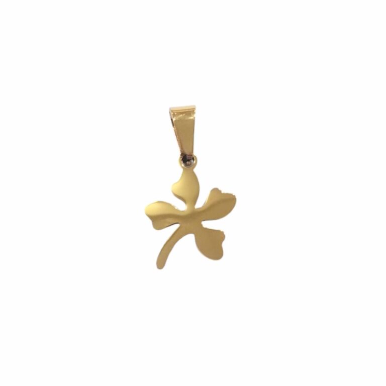 Dije AQ dorado trébol con cabito