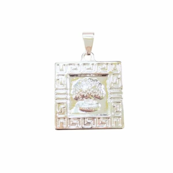 Dije AQ blanco cuadrado c/Árbol de la vida