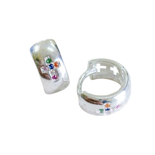 Aro de Plata 925 Argollita bisagra con Micro Cubic