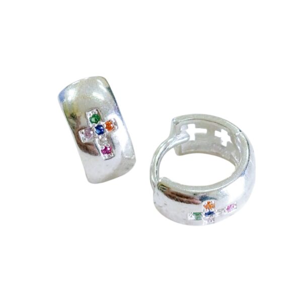 Aro de Plata 925 Argollita bisagra con Micro Cubic