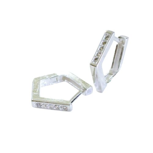 Aro de Plata 925 Argollita bisagra con Micro Cubic