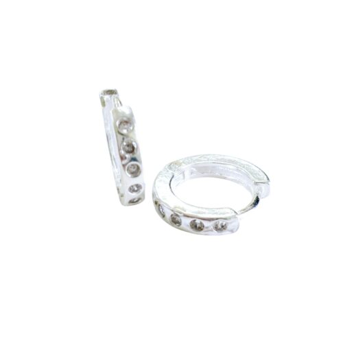 Aro de Plata 925 Argollita bisagra con Micro Cubic