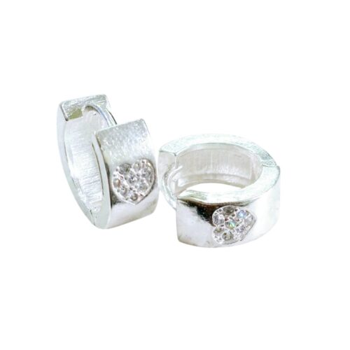 Aro de Plata 925 Argollita bisagra con Micro Cubic