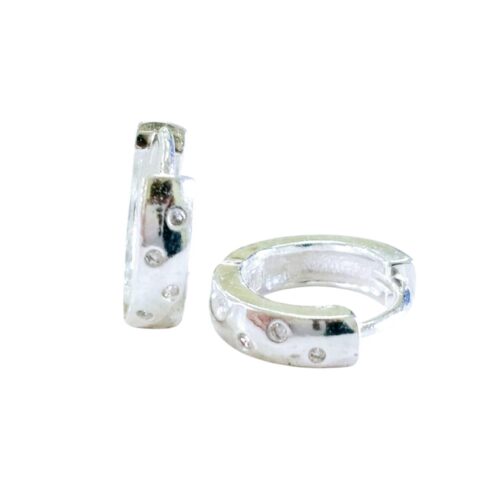 Aro de Plata 925 Argollita bisagra con Micro Cubic