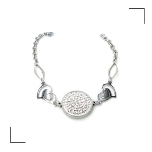 Pulsera AQ con dije strass redondo