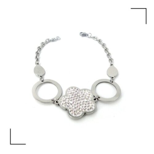 Pulsera AQ con dije strass Flor