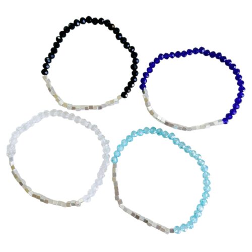 Pulsera plata Cubitos Cristal