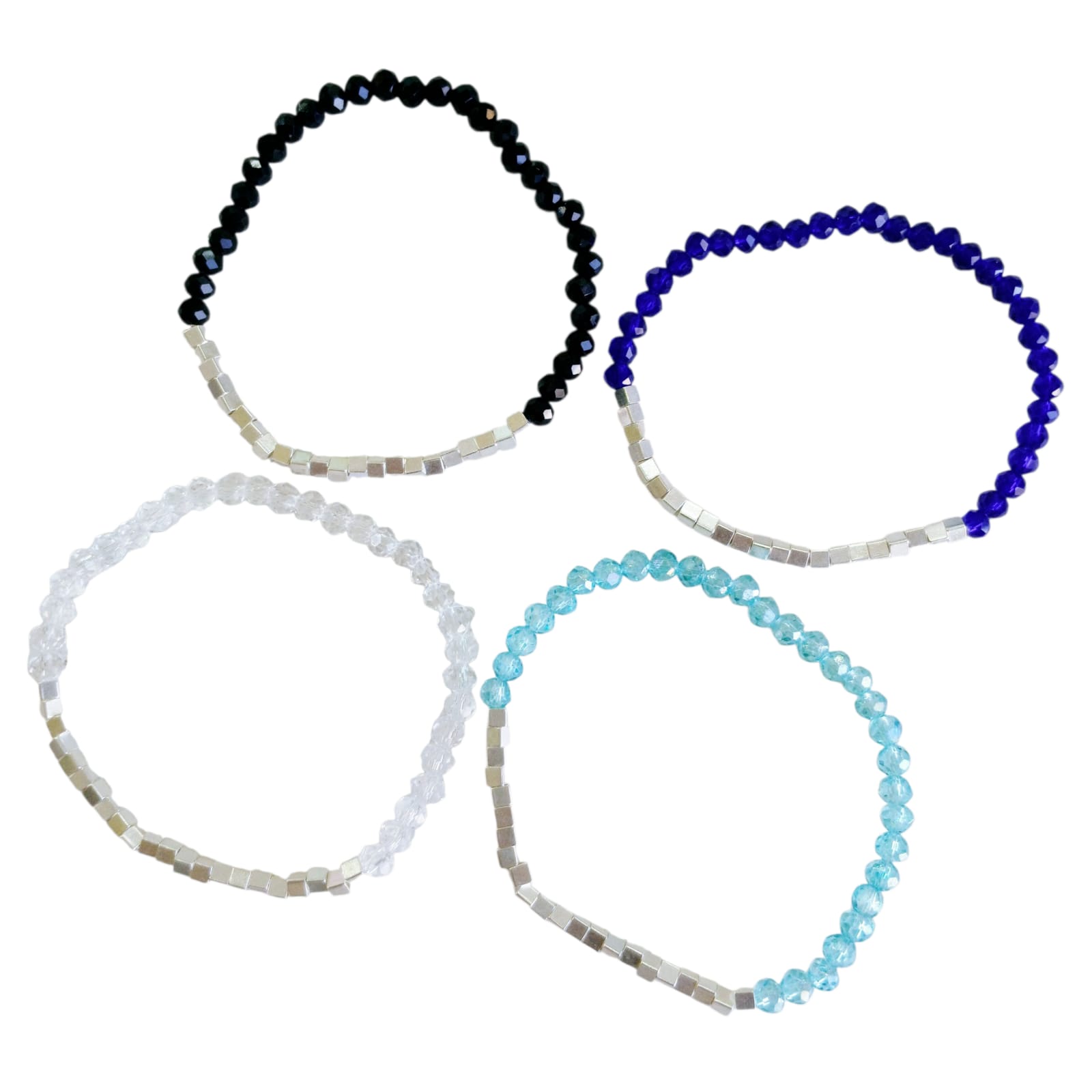 Pulsera plata Cubitos Cristal