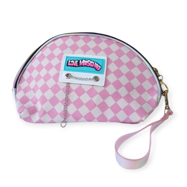 Porta cosmetico con cadena  rosa