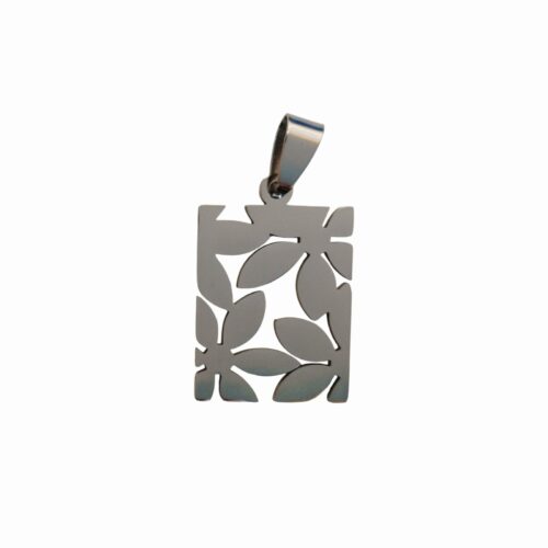 Dije AQ Rectangular c/flores