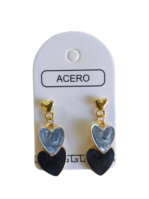 Aro AQD 2 corazones esmaltado colgantes.