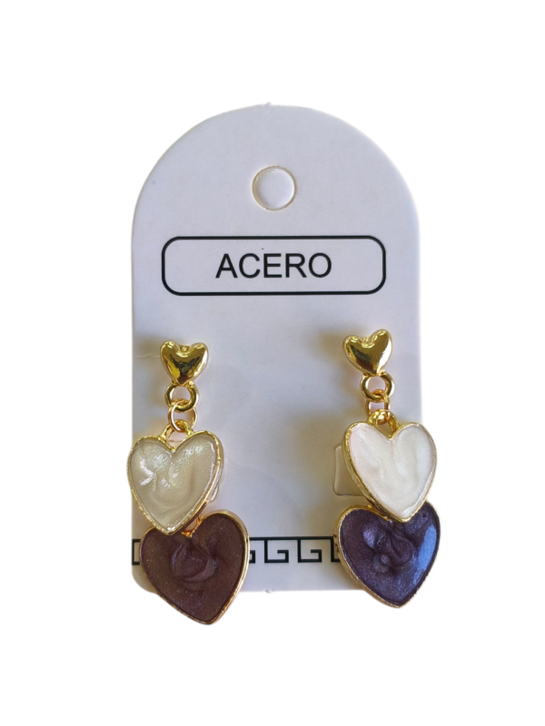 Aro AQD 2 corazones esmaltado colgantes.