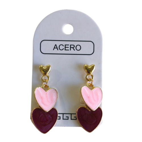 Aro AQD 2 corazones esmaltado colgantes.
