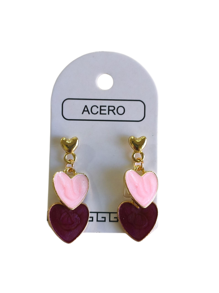 Aro AQD 2 corazones esmaltado colgantes.