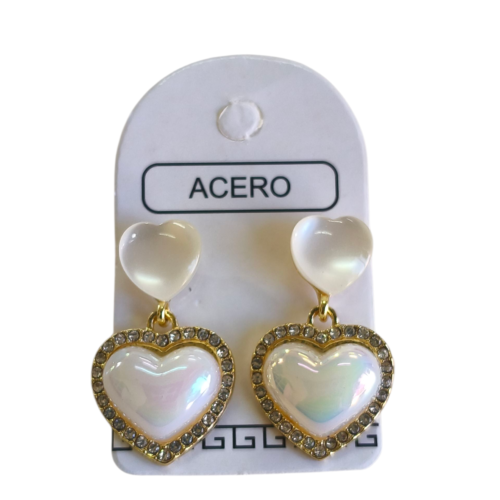 Aro AQD colgante 2 corazones perlas.