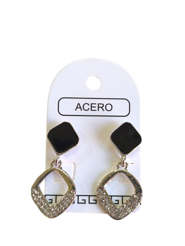 Aro AQ rombo esmaltado con colgante.