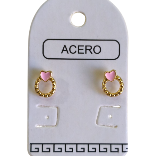 Aro AQD circulo con corazón esmaltado.