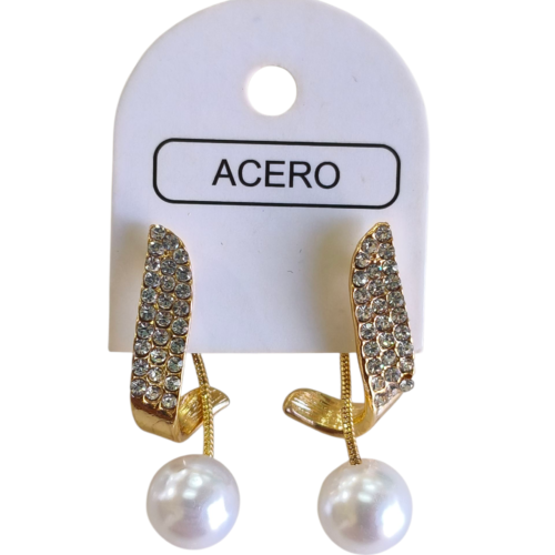 Aro AQD colgante strass con perla.