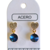 Aro AQD corazón strass colgante.