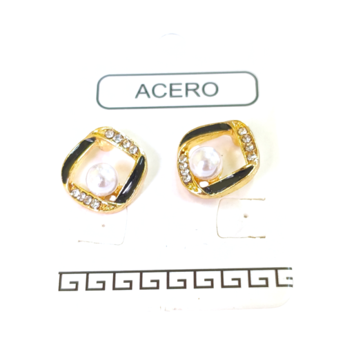 Aro AQD cuadradito con perla y strass