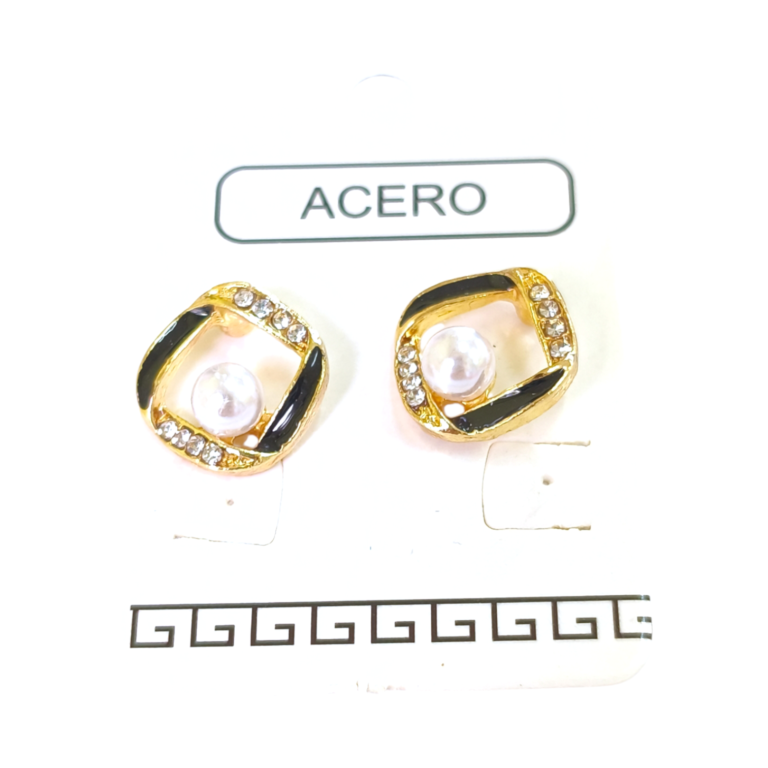 Aro AQD cuadradito con perla y strass