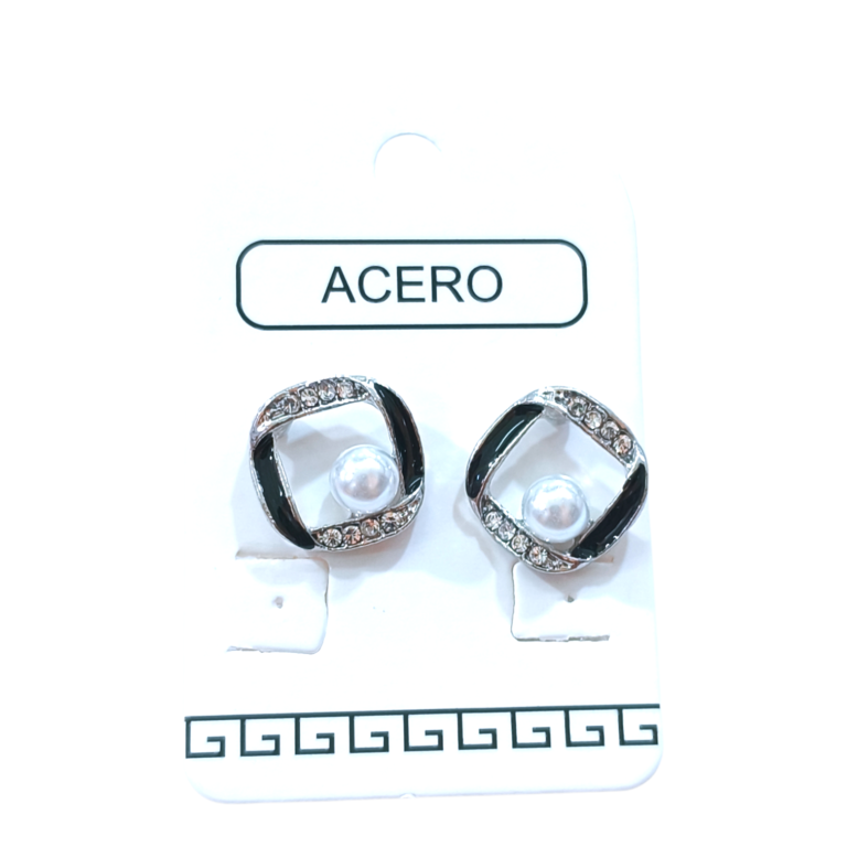 Aro AQ cuadradito con perla y strass