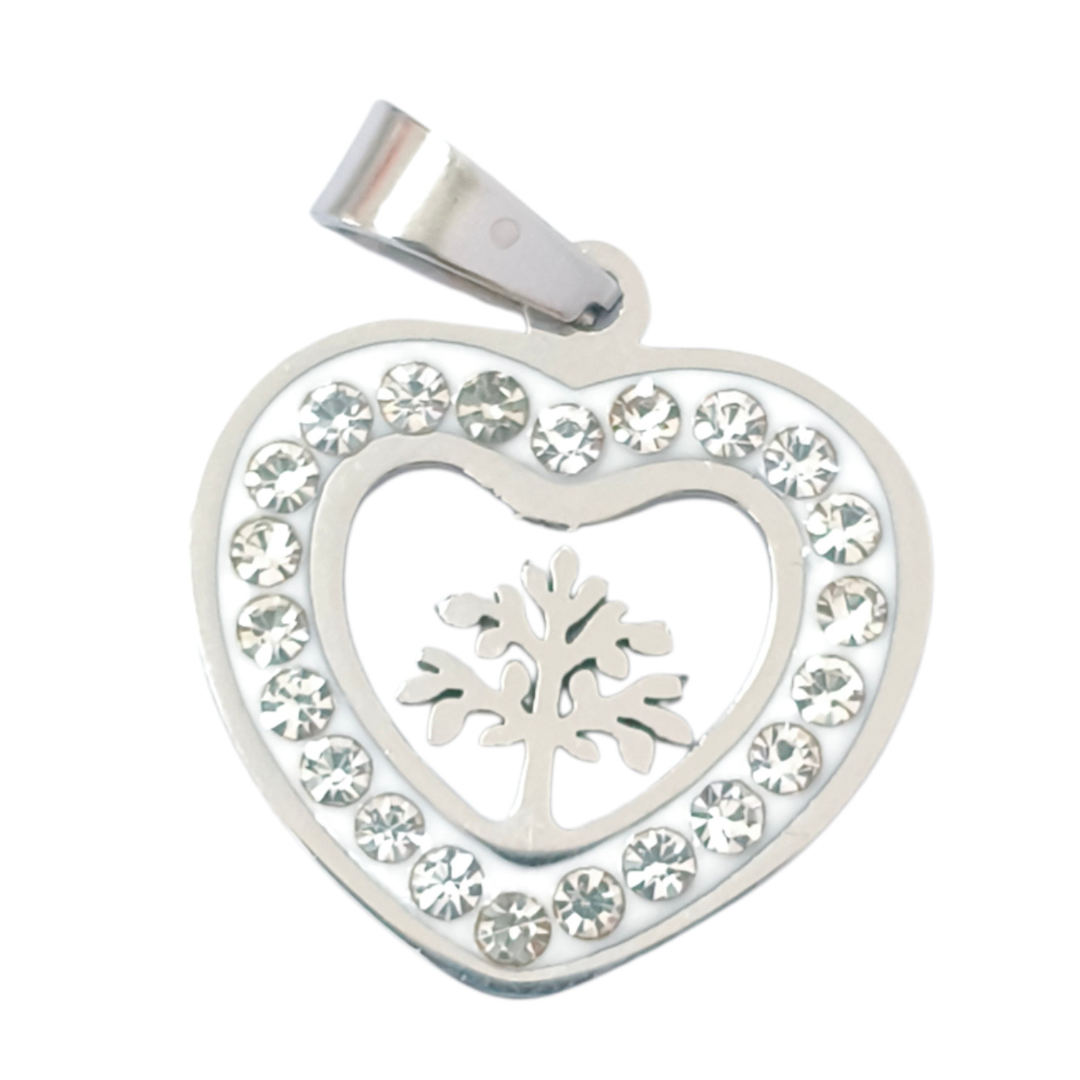 Dije AQ strass corazón árbol