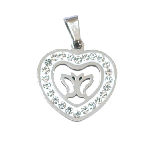 Dije AQ strass corazón mariposa