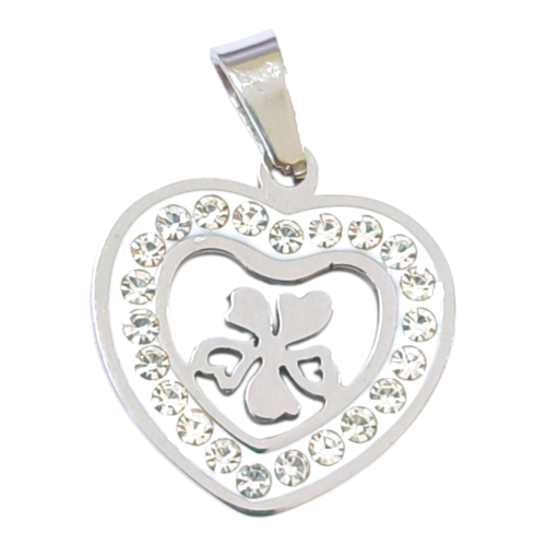 Dije AQ strass trébol calado