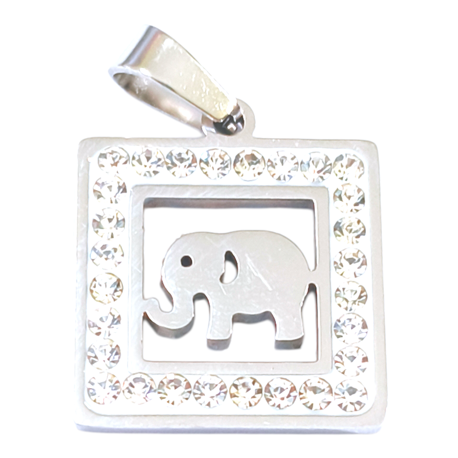 Dije AQ strass cuadrado elefante