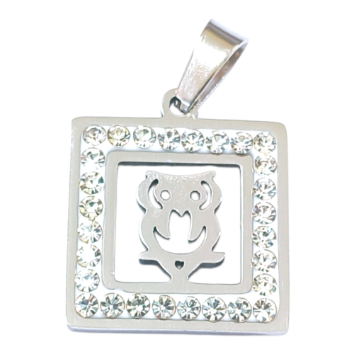 Dije AQ strass cuadrado búho