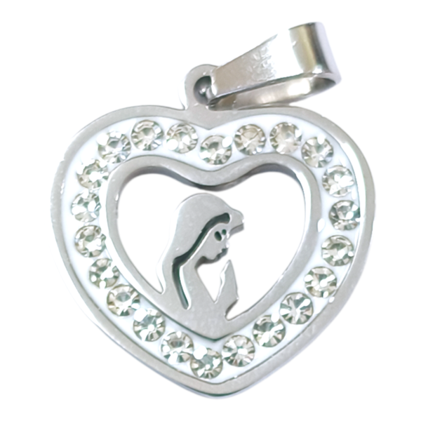 Dije AQ strass corazón virgen