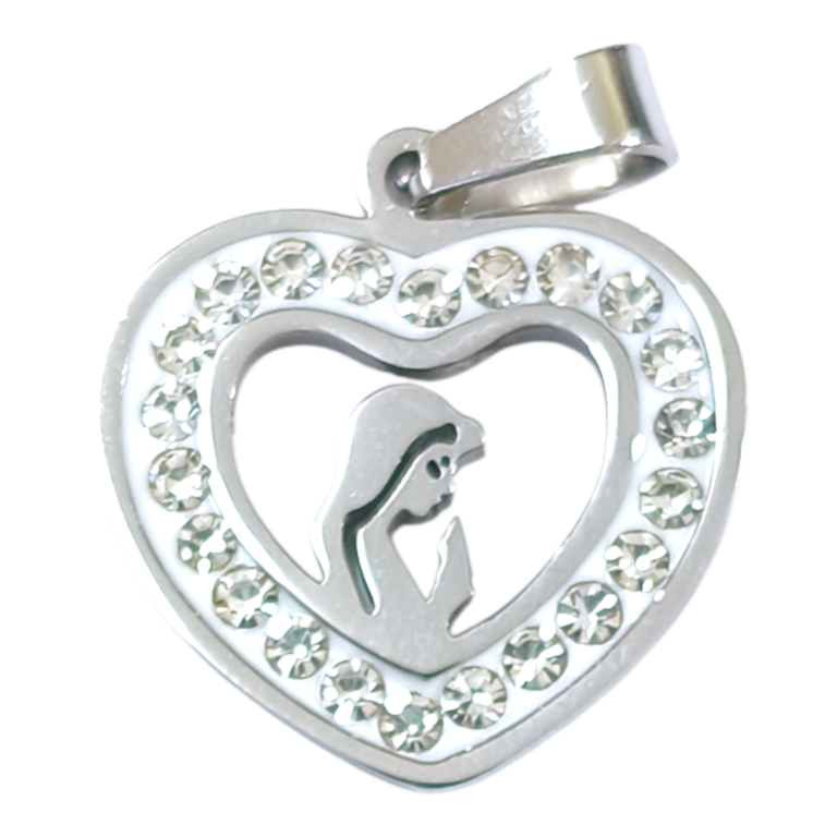 Dije AQ strass corazón virgen