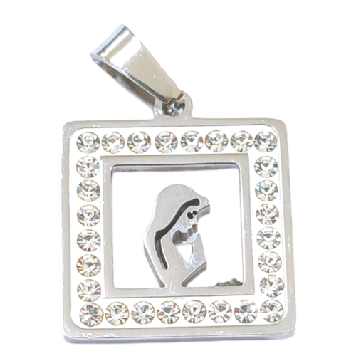 Dije AQ strass cuadrado Virgen