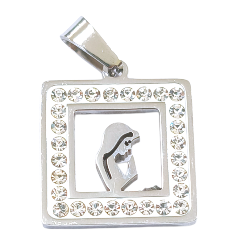 Dije AQ strass cuadrado Virgen